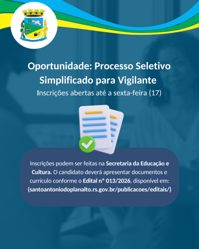 Processo Seletivo Simplificado para Vigilante: Inscrições abertas até a sexta-feira (17)