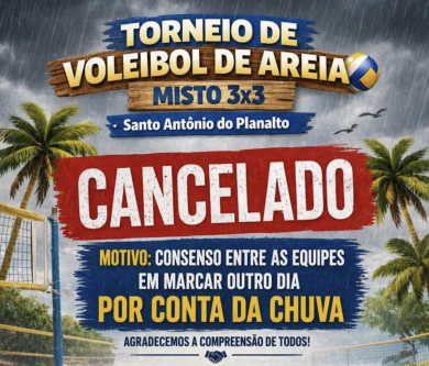 Torneio de Voleibol de Areia Misto 3×3 é cancelado