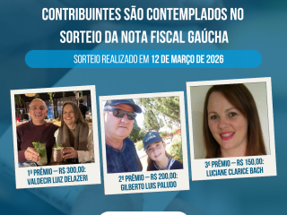 Contribuintes de Santo Antônio do Planalto são contemplados no sorteio da Nota Fiscal Gaúcha