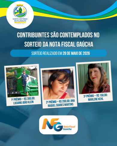Contribuintes de Santo Antônio do Planalto são contemplados no sorteio da Nota Fiscal Gaúcha