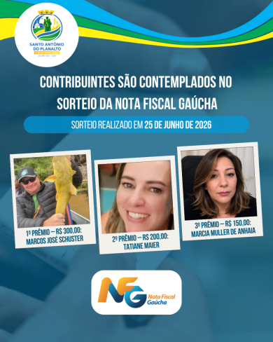 Contribuintes de Santo Antônio do Planalto são contemplados no sorteio da Nota Fiscal Gaúcha
