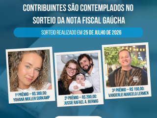 Contribuintes são contemplados no sorteio da Nota Fiscal Gaúcha