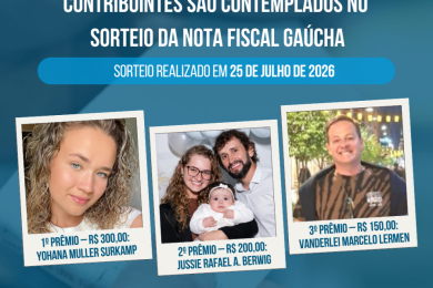 Contribuintes são contemplados no sorteio da Nota Fiscal Gaúcha