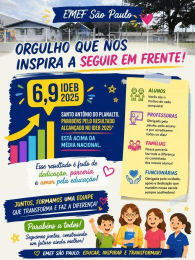EMEF São Paulo comemora resultado no IDEB 2025