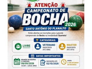 Santo Antônio do Planalto abre inscrições para o Campeonato de Bocha 2026