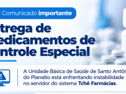 Comunicado sobre a entrega de medicamentos de controle especial