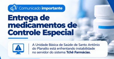 Comunicado sobre a entrega de medicamentos de controle especial