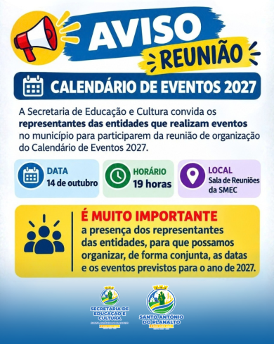 Convite: Reunião para organização do Calendário de Eventos 2027