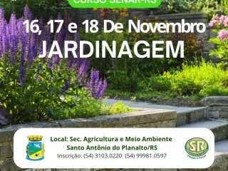 Curso gratuito de Jardinagem abre inscrições em Santo Antônio do Planalto