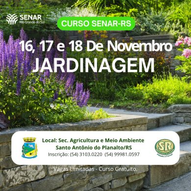 Curso gratuito de Jardinagem abre inscrições em Santo Antônio do Planalto