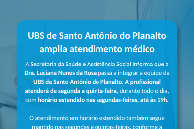 UBS de Santo Antônio do Planalto amplia atendimento médico