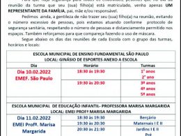 Calendário de Reuniões das Escolas Municipais
