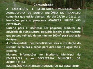 Comunicado da Secretaria Municipal da Agricultura